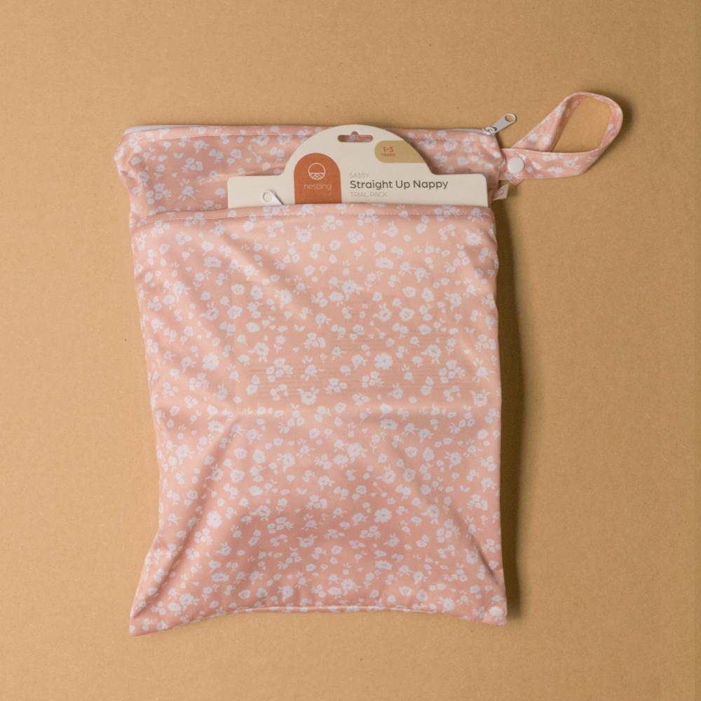 Double Pocket Wetbag - Dusty Pink Floral