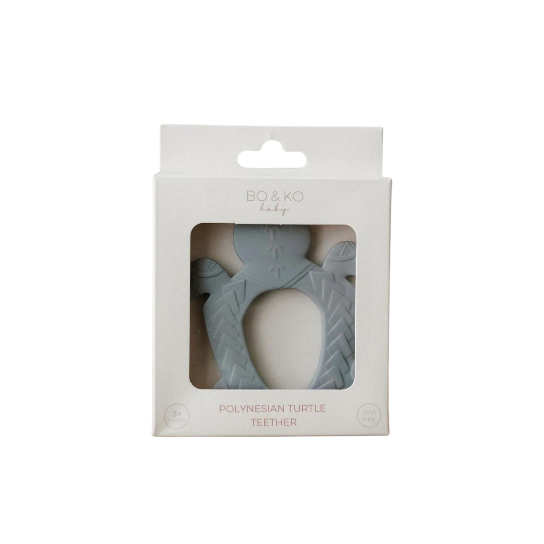 Bo & Ko Baby Polynesian Turtle Teether - Duck Egg available at Little Mash Boutique