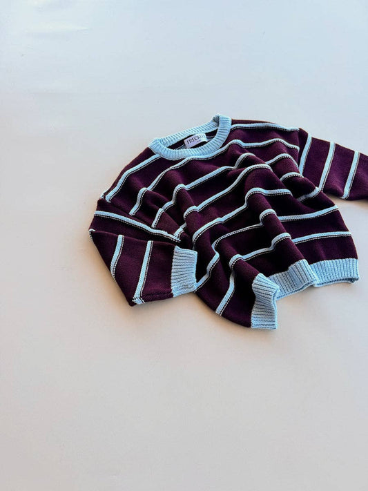 Raised Stripe Jumper | Blackberry/Arctic