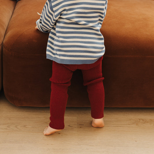 Organic Cotton Rib Knit Leggings - Plum