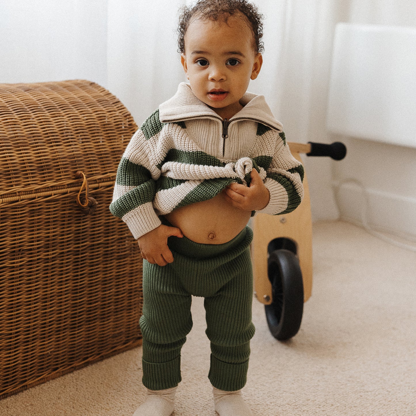 Organic Cotton Rib Knit Leggings - Clover