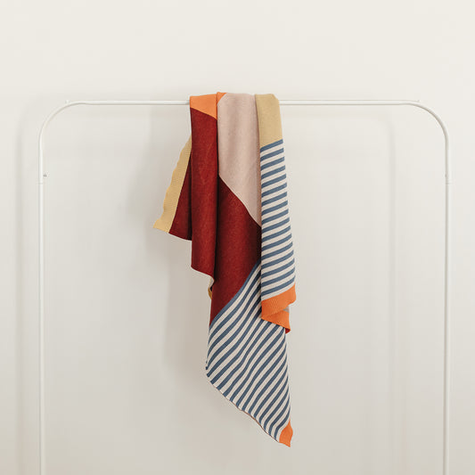 Cotton Knit Blanket - Colour Block