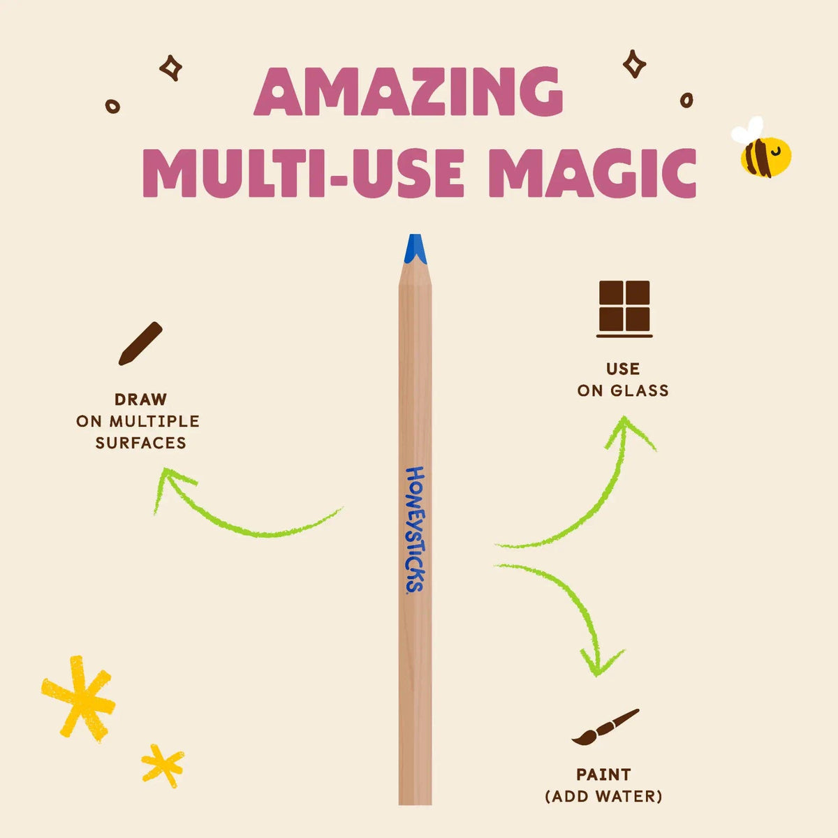 Honeysticks Magic 3-in-1 Beeswax Pencils Jumbo Triangles 10pk