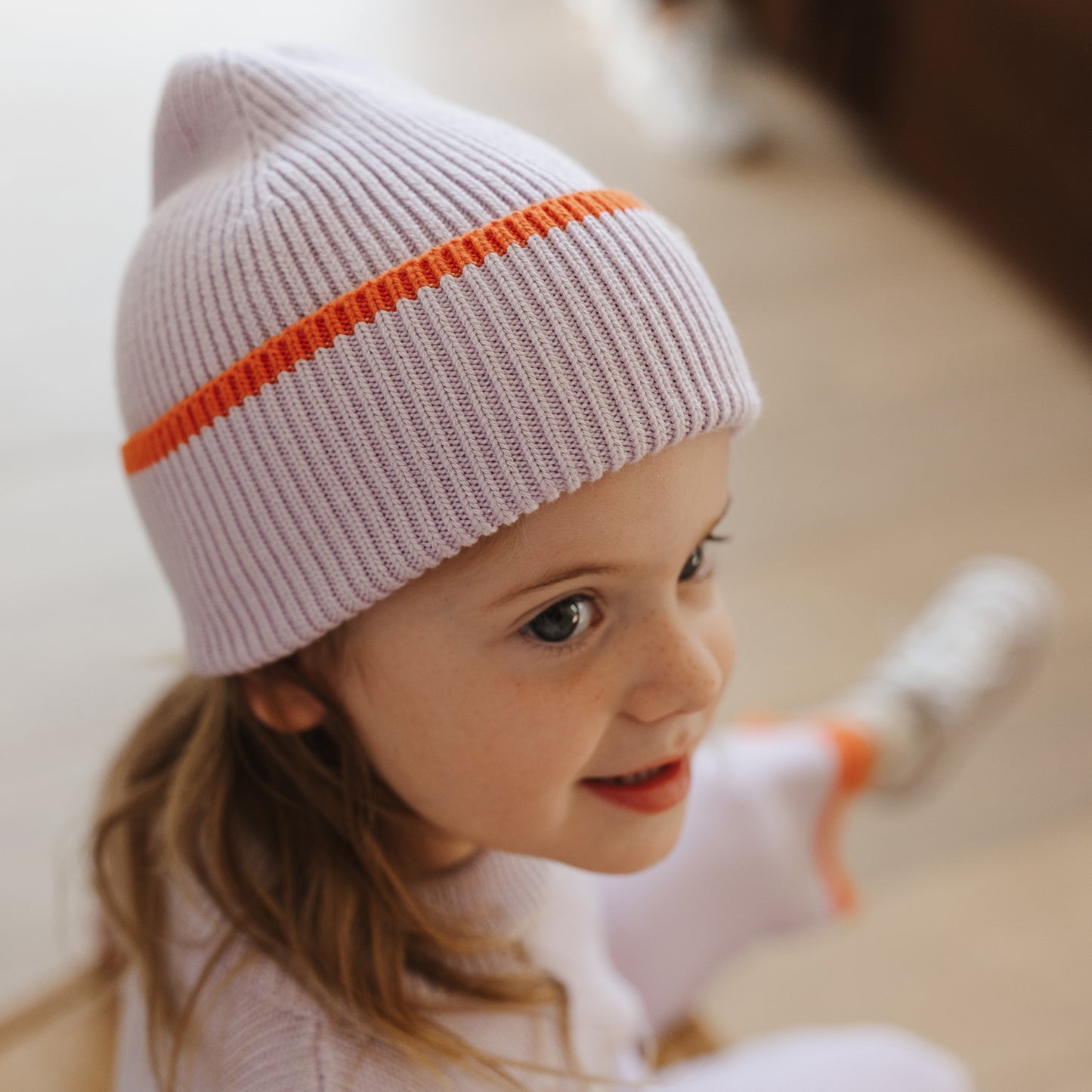 Organic Cotton Rib Beanie - Lilac Dip