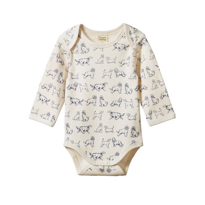 Long Sleeve Bodysuit - Dog Days Print by Nature Baby