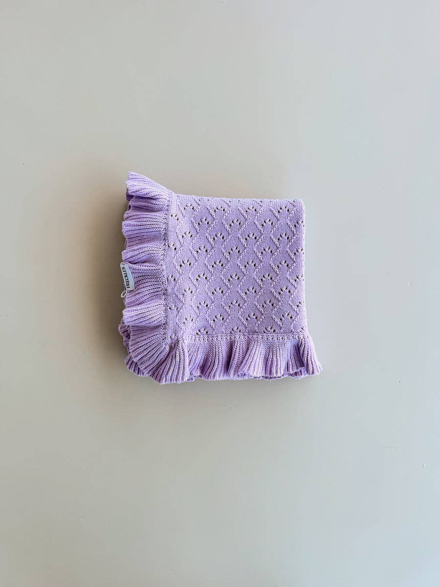 Mila Pointelle Frill Blanket | Lilac
