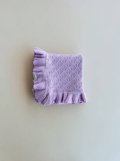 Mila Pointelle Frill Blanket | Lilac