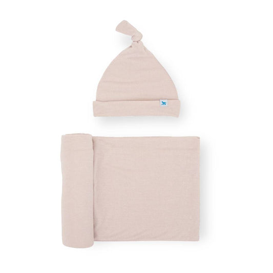 Stretch Knit Hat & Swaddle Set - Soft Blush