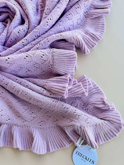 Mila Pointelle Frill Blanket | Lilac