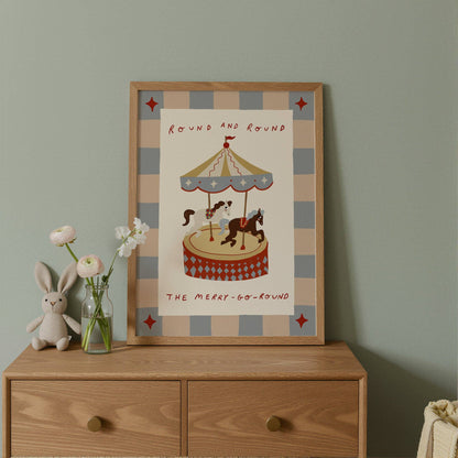 Round The Merry Go Round Print | A4
