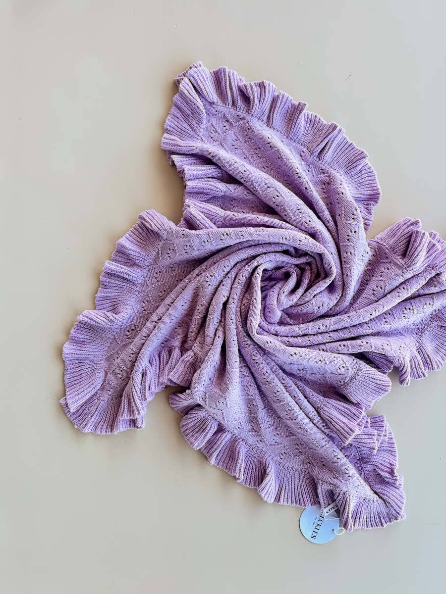 Mila Pointelle Frill Blanket | Lilac