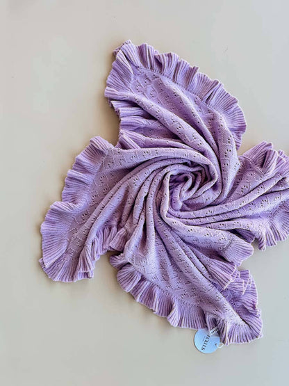 Mila Pointelle Frill Blanket | Lilac