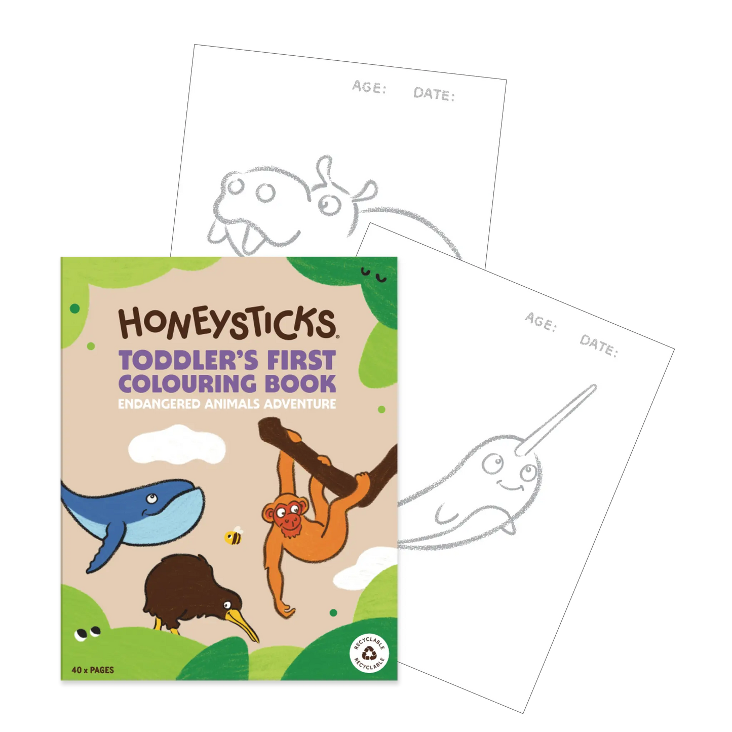 Toddler Colouring Book - Endangered Animals Adventure