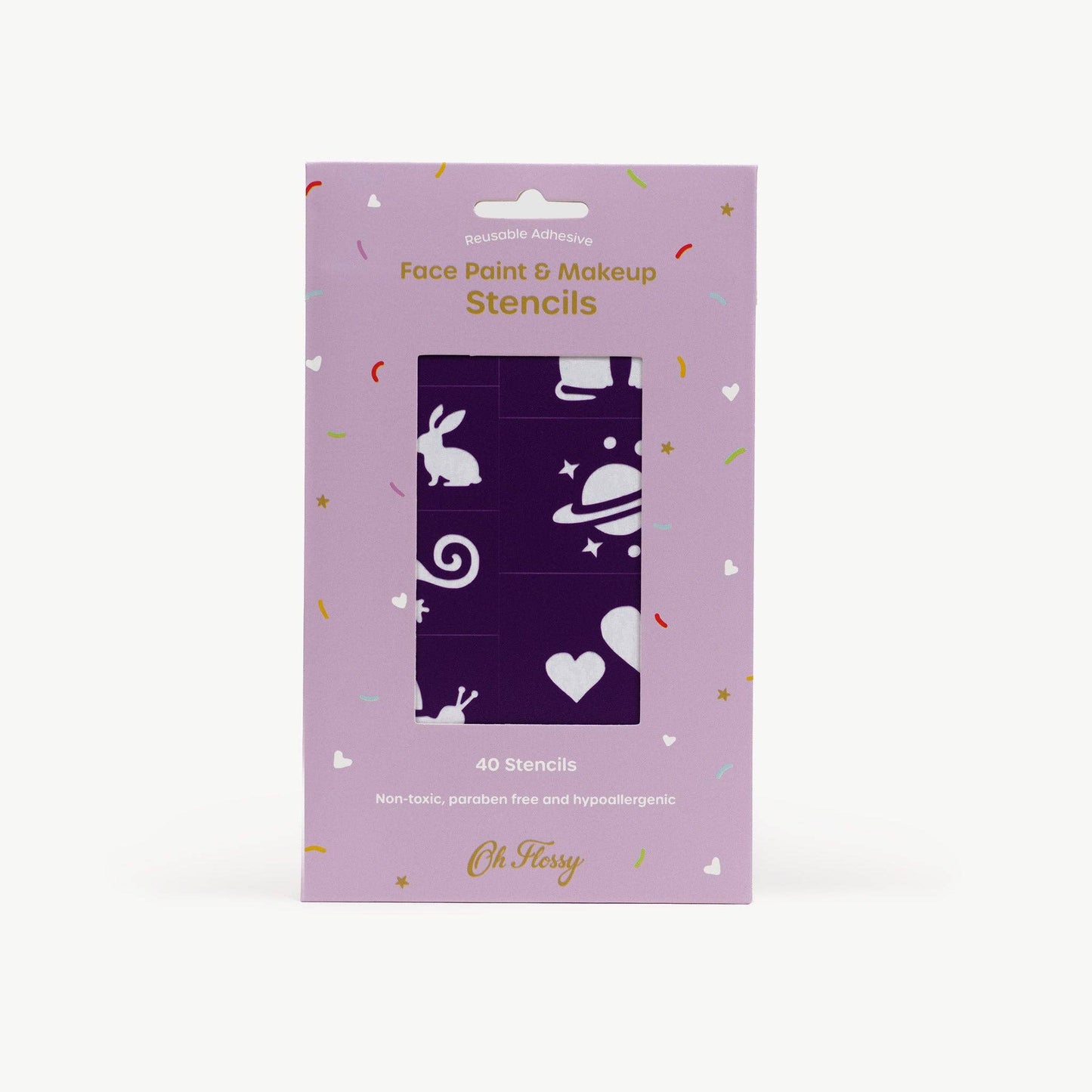 Oh Flossy Reusable Adhesive Face Paint Stencils - Purple