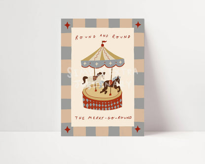 Round The Merry Go Round Print | A4