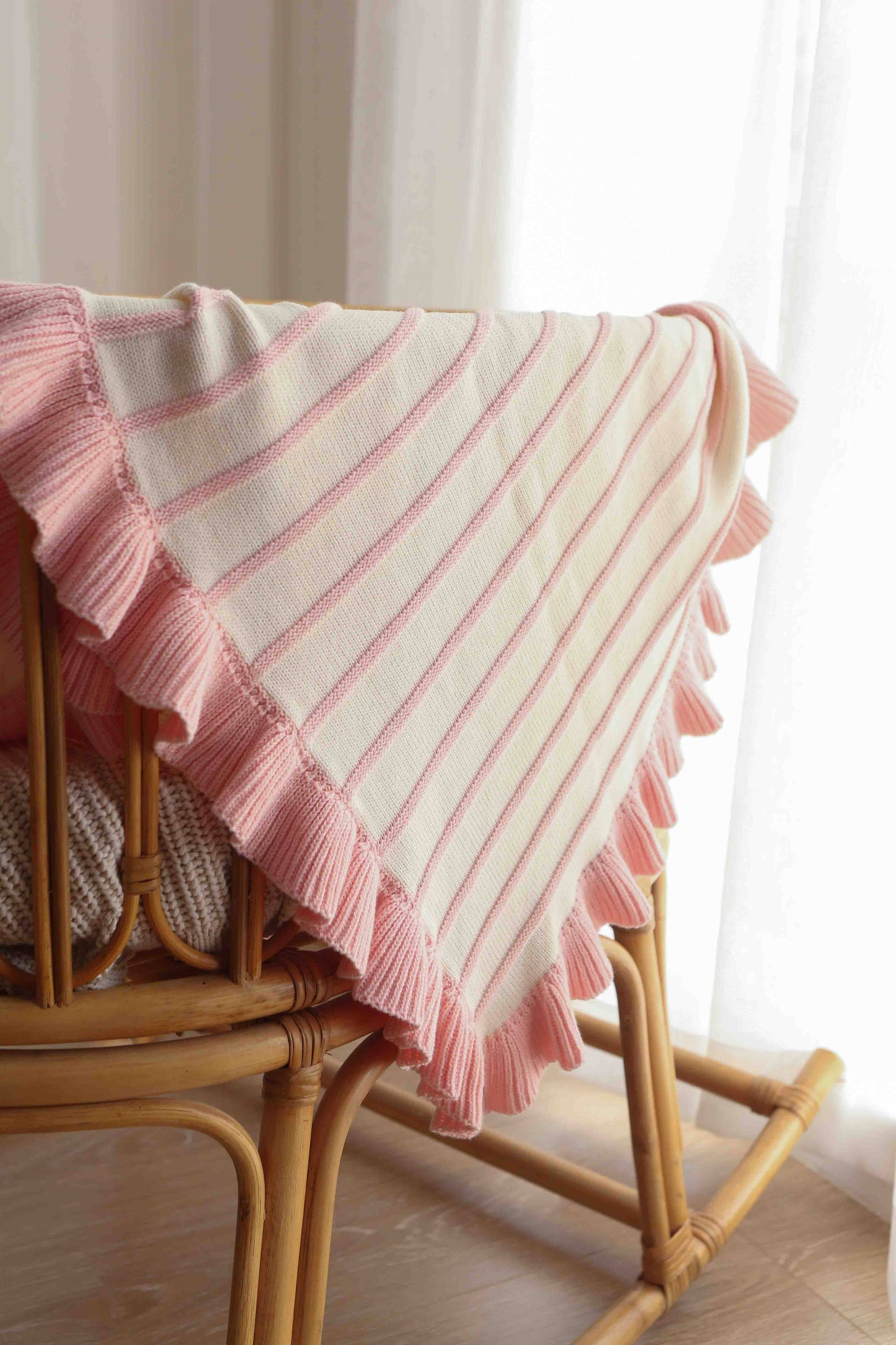 Raised Stripe Frill Blanket | Sweetpea