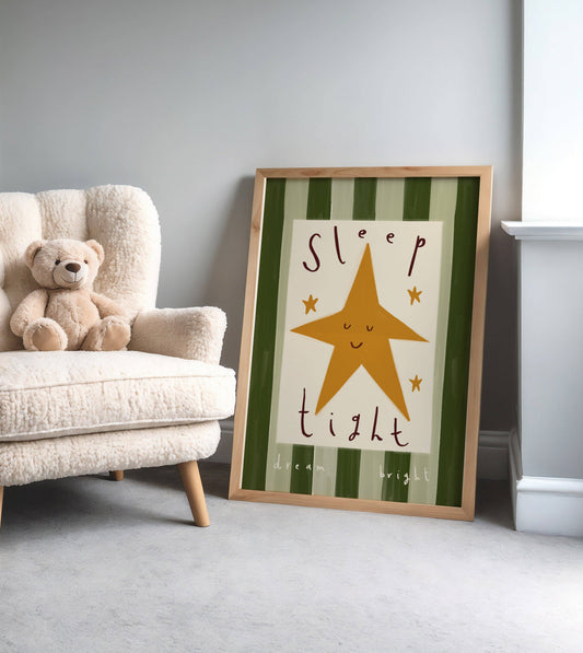 Sleep Tight Dream Bright Nursery Print | A4