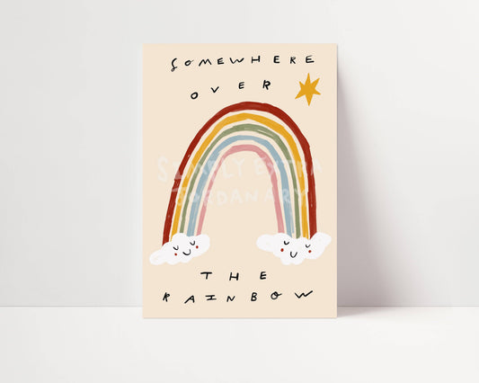 Somewhere Over The Rainbow Nursery Print | A5