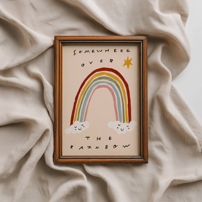 Somewhere Over The Rainbow Nursery Print | A5