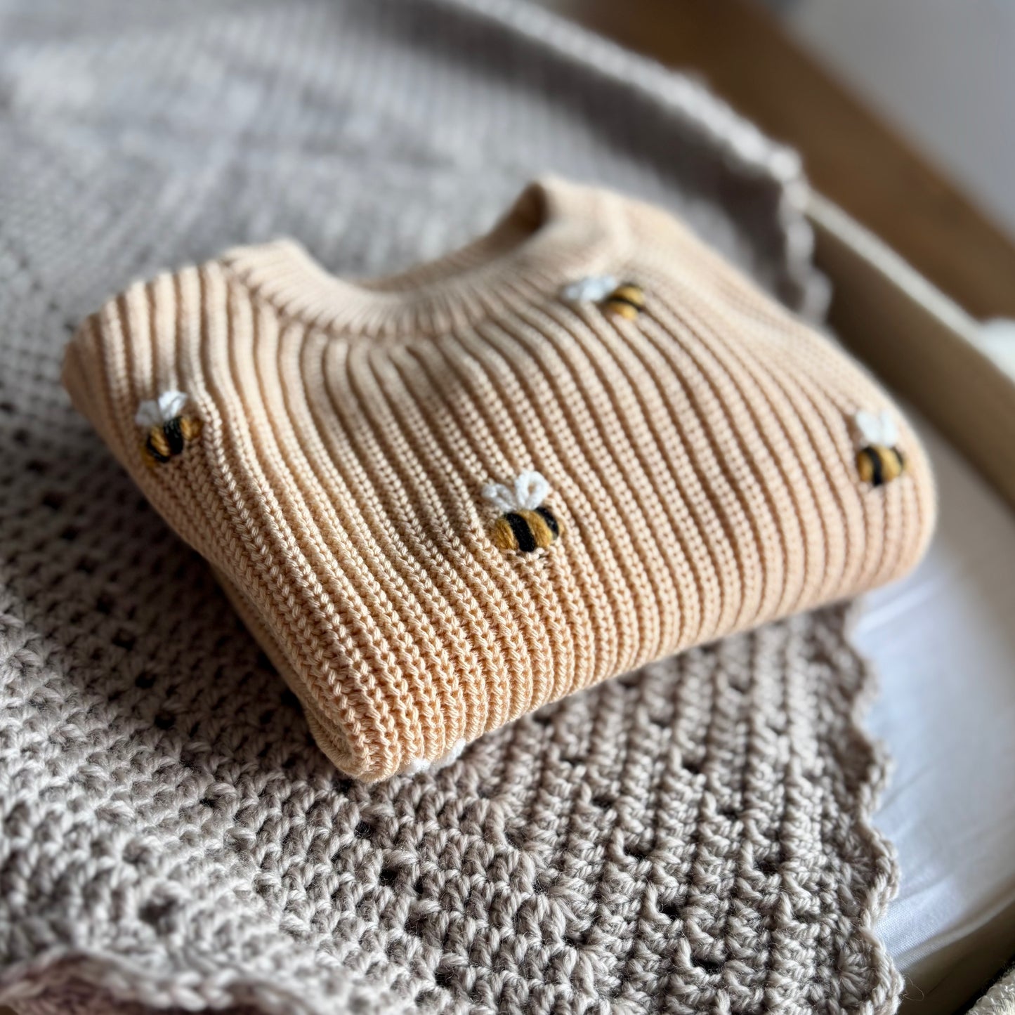 Busy Bees Embroidered Knit