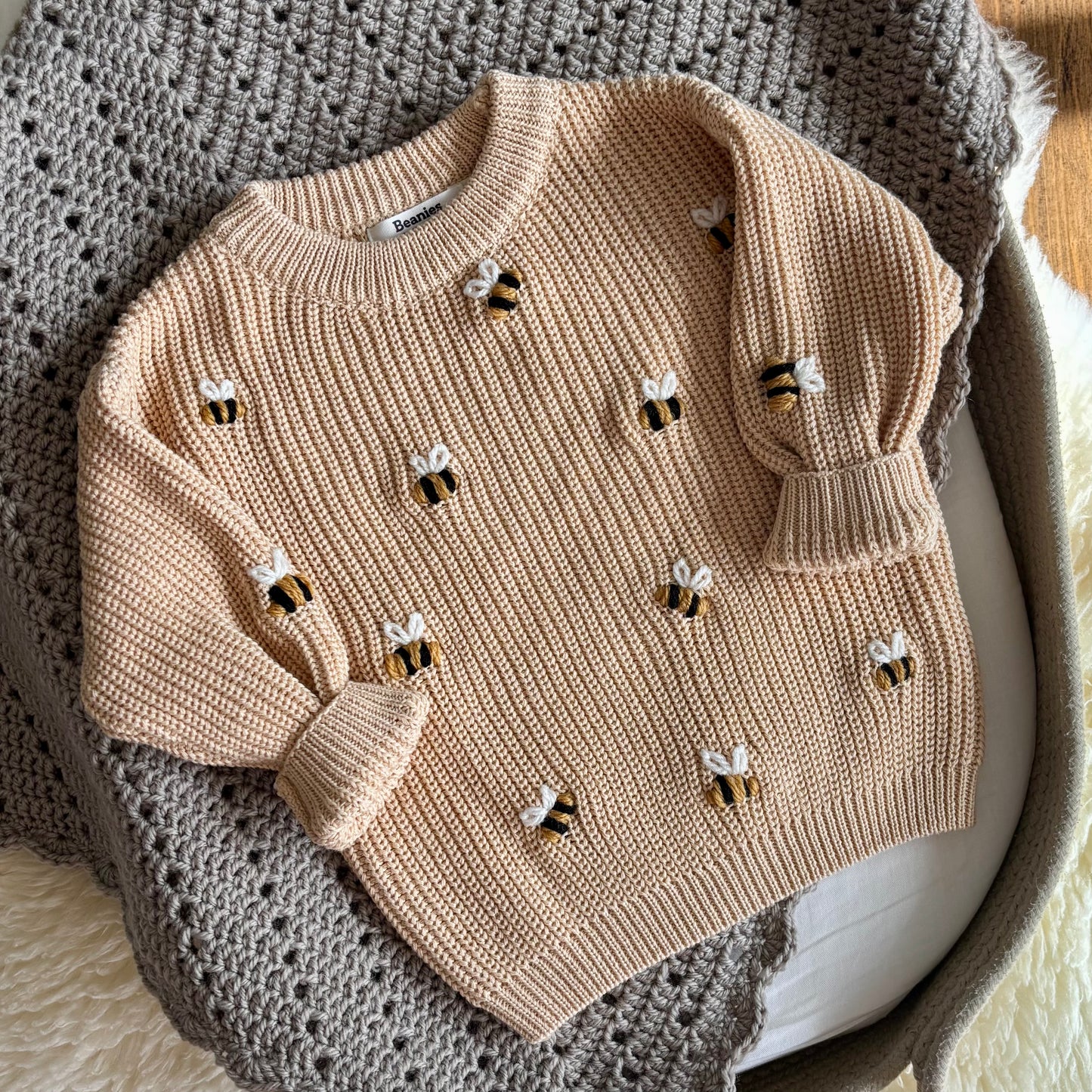 Busy Bees Embroidered Knit