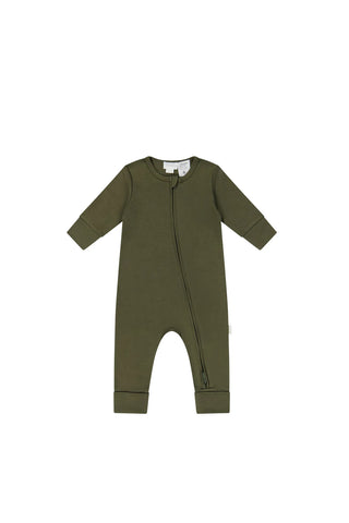 Jamie Kay Pima Cotton Frankie Zip Onepiece - Deep Olive available at Little Mash Boutique