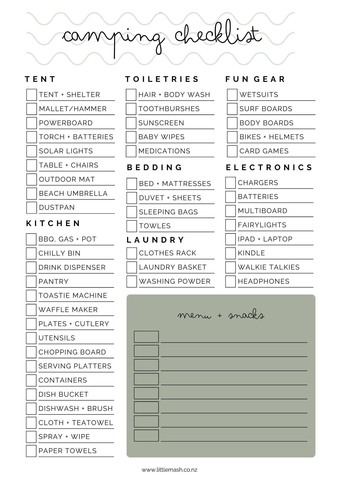 Camping Checklist