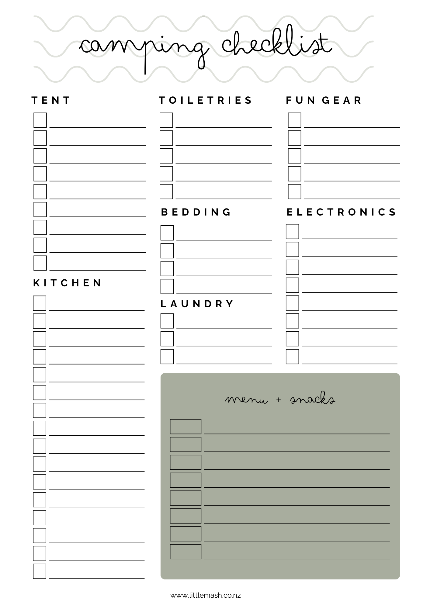 Camping Checklist