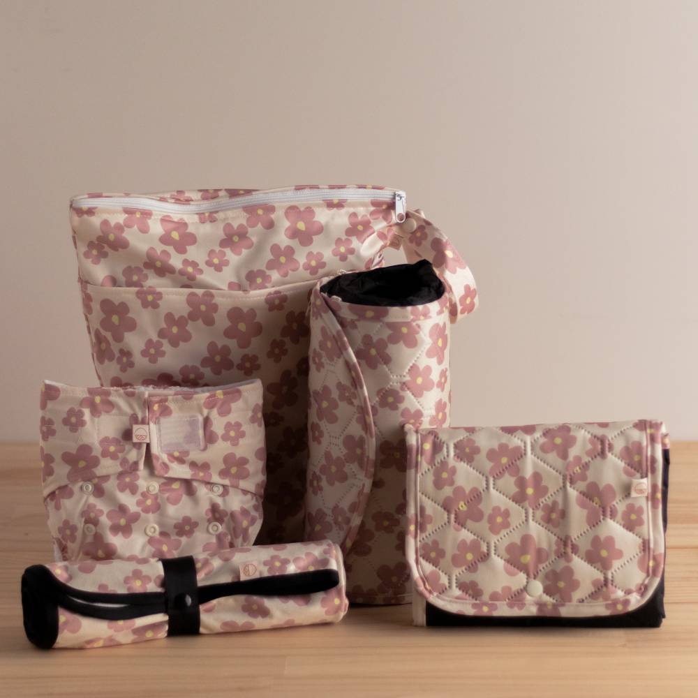 Double Pocket Wetbag - Pink Ditsy