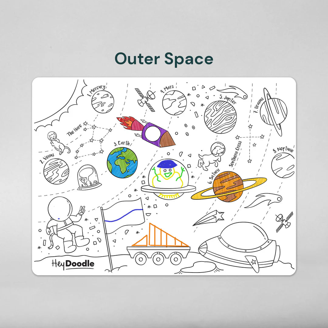 Hey Doodle Reusable Activity Mat - Outer Space