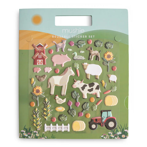 Mushie Reusable Stickers Farm Set