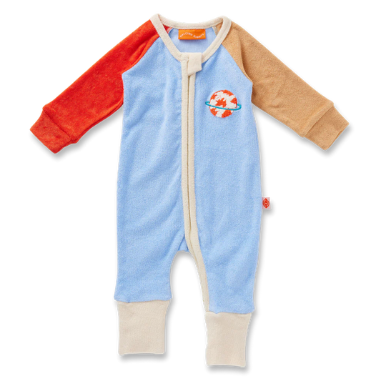Space Blue Terry Long Sleeve Romper