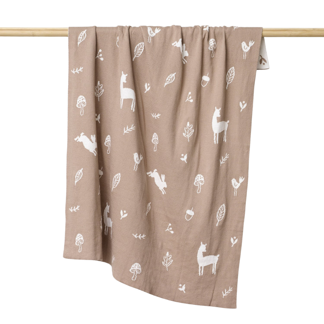 Woodland Mushroom Organic Cotton Baby Cot Blanket by Over the Dandelions