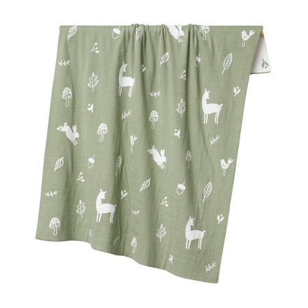 Woodland Thyme Organic Cotton Baby Cot Blanket by Over the Dandelions