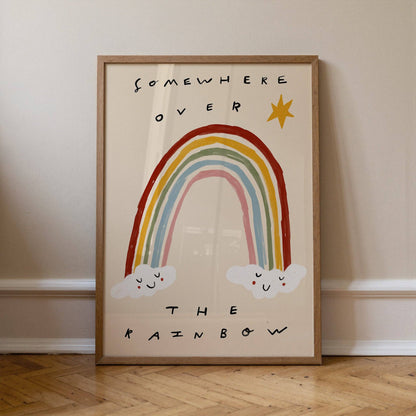 Somewhere Over The Rainbow Nursery Print | A5