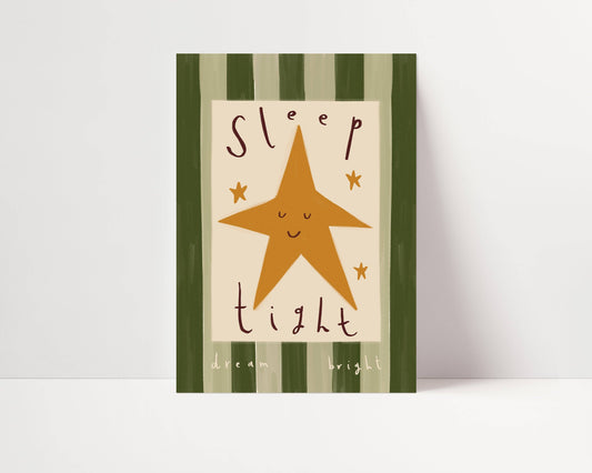 Sleep Tight Dream Bright Nursery Print | A4