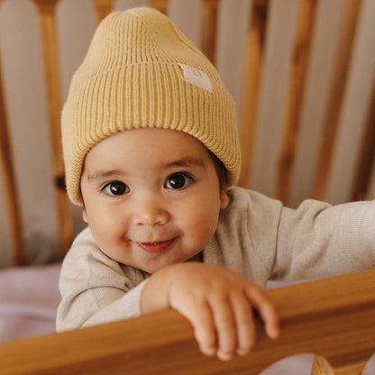 Organic Cotton Rib Beanie - Buttercup