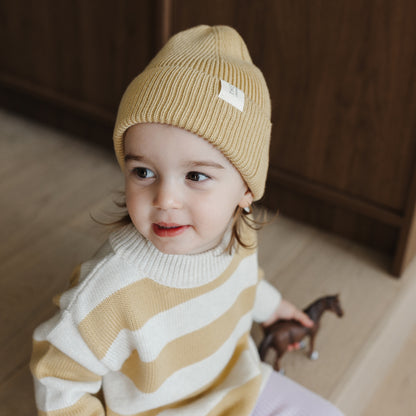 Organic Cotton Knit - Buttercup Rugby Stripe