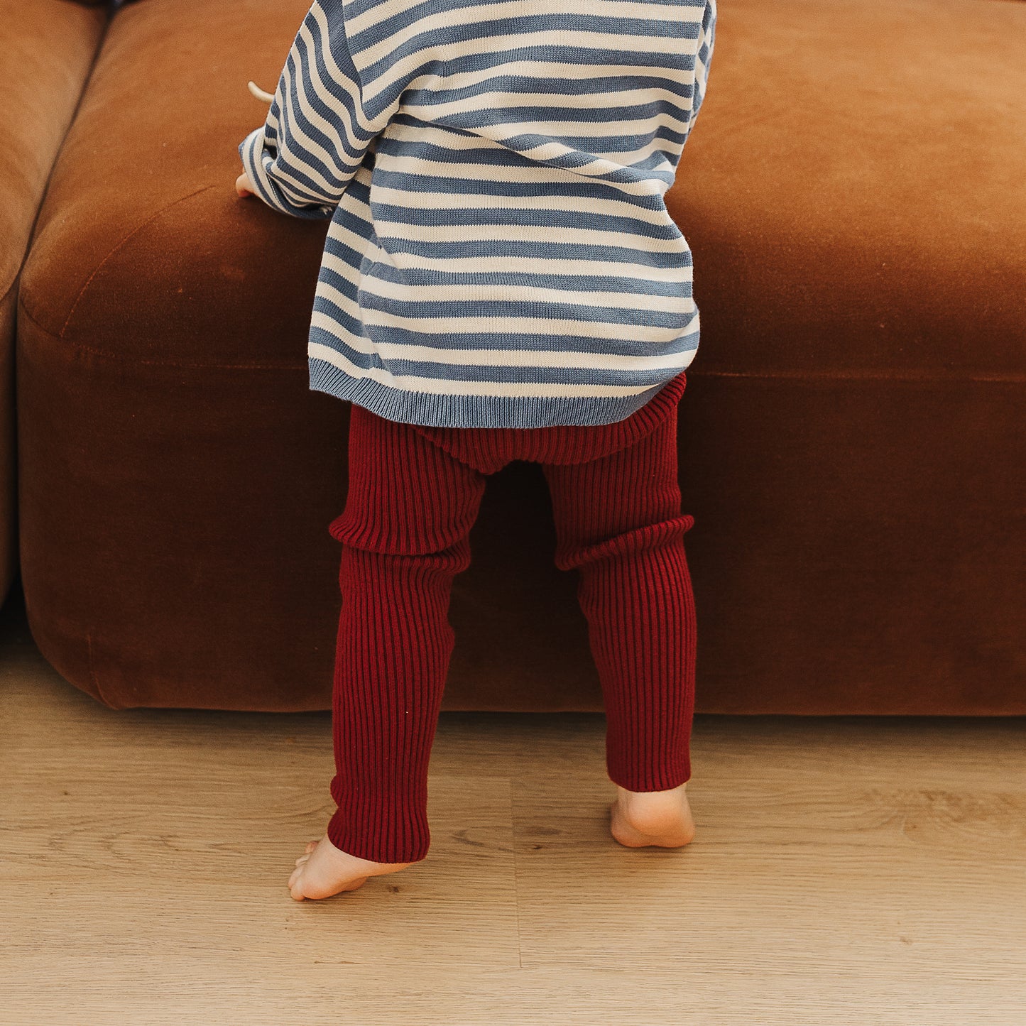 Organic Cotton Rib Knit Leggings - Plum