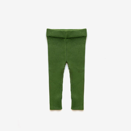 Organic Cotton Rib Knit Leggings - Clover