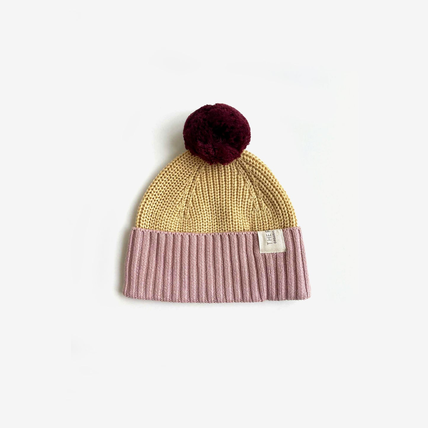 Organic Cotton Chunky Colour Block Beanie - Plum Honey Bubblegum