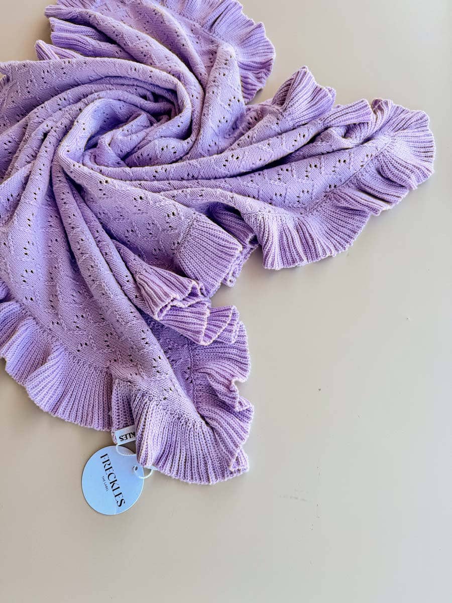 Mila Pointelle Frill Blanket | Lilac