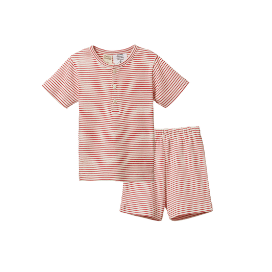 Short Sleeve Pyjama Set - Red Stripe