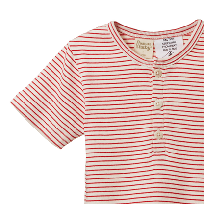 Short Sleeve Pyjama Set - Red Stripe