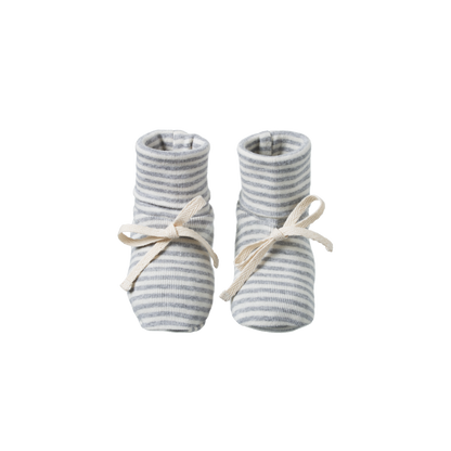 Nature Baby Cotton Booties - Grey Marl Stripe available at Little Mash Boutique