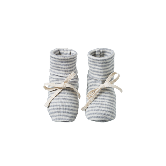 Nature Baby Cotton Booties - Grey Marl Stripe available at Little Mash Boutique