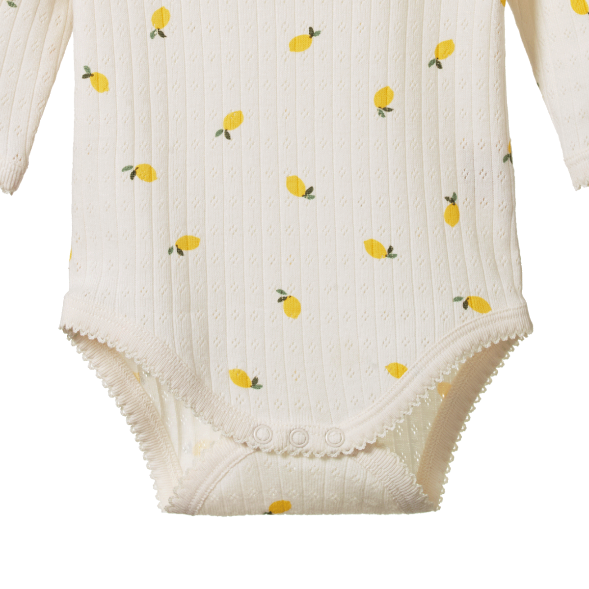 Pointelle Long Sleeve Bodysuit - Lemon Print