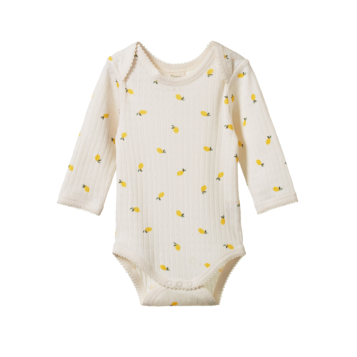 Pointelle Long Sleeve Bodysuit - Lemon Print