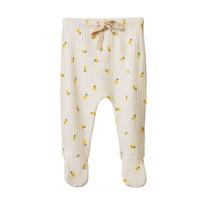 Pointelle Footed Rompers - Lemon Print