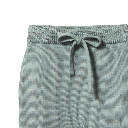 Merino Knit Footed Rompers - Sage